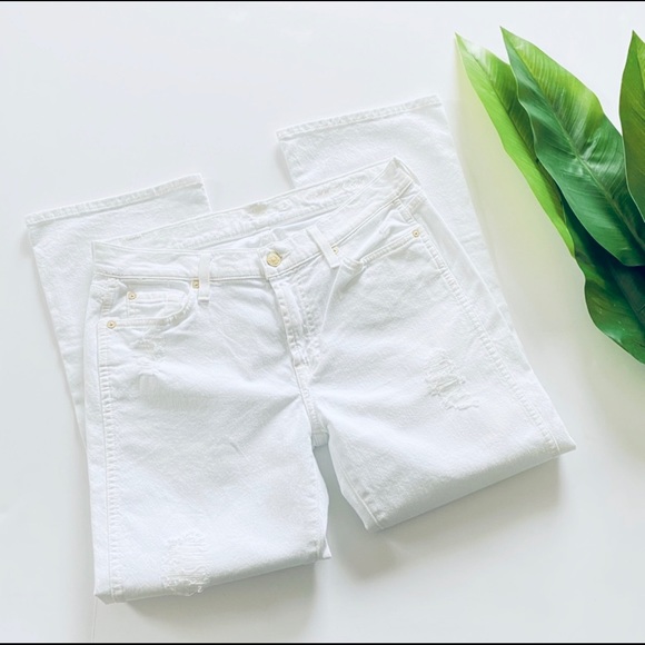 7 for all Mankind | White Cropped Boot Jeans 29 - Picture 5 of 12